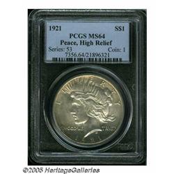 1921 S$1 MS64 PCGS. A golden-gray Choice first ye