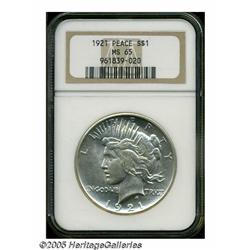 1921 S$1 MS65 NGC. Well struck for this single ye