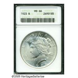 1923 S$1 MS66 ANACS. A hint of pale champagne ton
