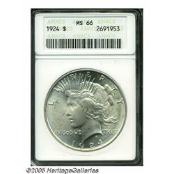 1924 S$1 MS66 ANACS. Delicate golden toning compl