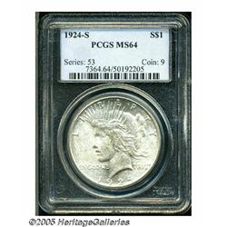 1924-S S$1 MS64 PCGS. The '24-S is scarce in Mint