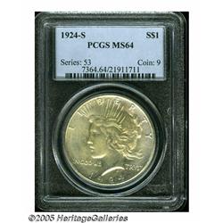 1924-S S$1 MS64 PCGS. Bright, lustrous surfaces r