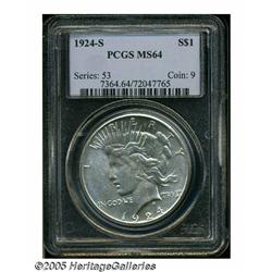 1924-S S$1 MS64 PCGS. Lustrous surfaces display f