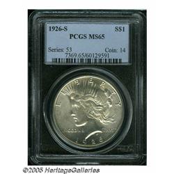 1926-S S$1 MS65 PCGS. Bright silvery surfaces exh