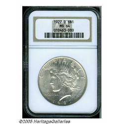 1927-D S$1 MS64 NGC. Brilliant with thick, frosty