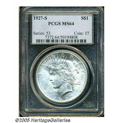 1927-S S$1 MS64 PCGS. Well struck on all of the d