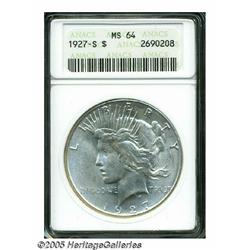 1927-S S$1 MS64 ANACS. Brilliant and satiny. Outs