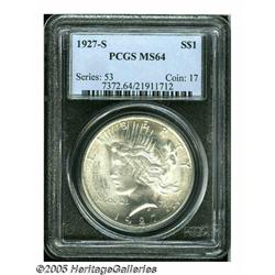 1927-S S$1 MS64 PCGS. Virtually brilliant surface