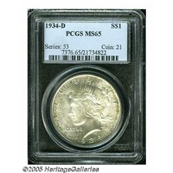 1934-D S$1 MS65 PCGS. Large D. Bright, coruscant,