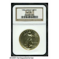 1986 G$50 One-Ounce Gold Eagle MS70 NGC. Virtual 