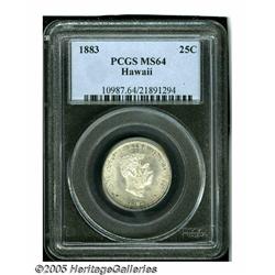 1883 25C Hawaii Quarter MS64 PCGS. The Hawaiian Q