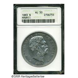 1883 S$1 Hawaii Dollar AU50 ANACS. An untoned, un