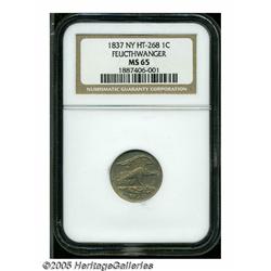 1837 1C Feuchtwanger Cent MS65 NGC. Low-120, HT-2