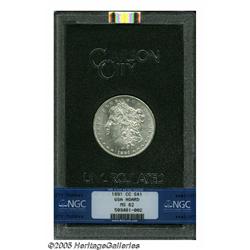 1891-CC S$1 MS62 NGC. Blushes of peach patina enr