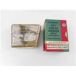 KYNOCH .577 SOLID SNIDER AMMO, BALL B.L. SNIDER ARM