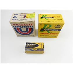 REMINGTON 12 GA. ALL-AMERICAN TARGET #9 AMMO, PETERS 12 GAUGE REMINGTON AMMO, CIL CANUCK 22 LONG RIF