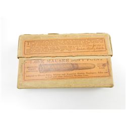7.65 MM MAUSER SOFT POINT AMMO IN VINTAGE BOX