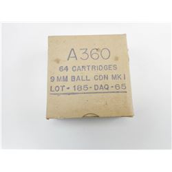 A360 9MM BALL CDN MK1 LOT 185-DAQ-65 AMMO