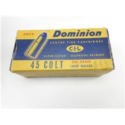DOMINION 45 COLT AMMO IN VINTAGE CIL BOX