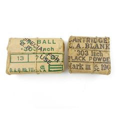 303 BRITISH AMMO, 1937 MATCH LOAD, 1900 BLANKS