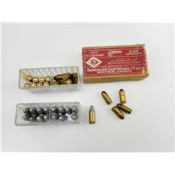 380 AUTO AMMO, .358 AMMO, 38 S&W BLANKS & BRASS IN VINTAGE DOMINION BOX