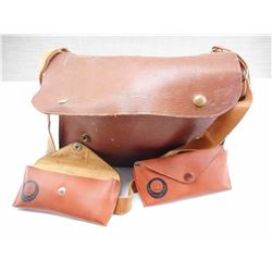 1942 POSSIBILITIES LEATHER BAG INCLUDING BULLETS, LEAD BALLS, ASSORTED PERCUSSION CAPS, MEASURING TO