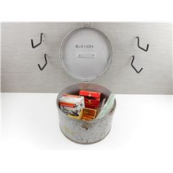 ASSORTED SHOT GUN SHELLS, IN ROUND METAL TIN