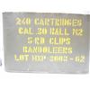 Image 3 : .30 BALL M2 AMMO ON STRIPPER CLIPS IN BANDOLEERS, ALL IN METAL TIN