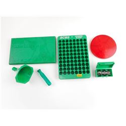 CASE PREP KIT, LUBE PAD, DE-BURNING TOOL, HANDLE, FUNNEL, RELOADING BLOCK