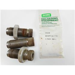 RELOADING DIES 38 SPL., 357, 223 REM, DECAPPING PINS