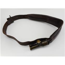 SYKES PATENT ANTIQUE LEATHER BLACK POWDER GUN FLASK