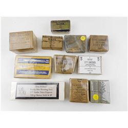 11 COLLECTOR AMMO BOXES, DATED FROM 1867-1886