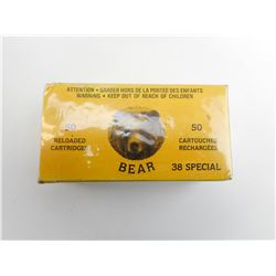 BEAR INDUSTRIES 38 SPECIAL 50 RELOADED CARTRIDGES, COLLECTOR BOX