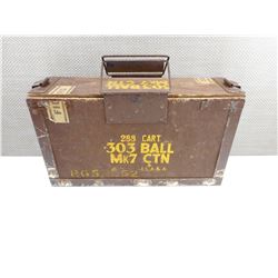WOOD AMMO TIN, WITH METAL TIN INSIDE