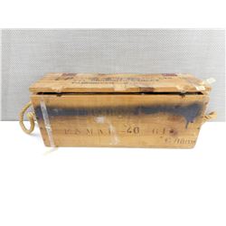WOODEN AMMO TIN, WITH METAL AMMO TIN INSIDE