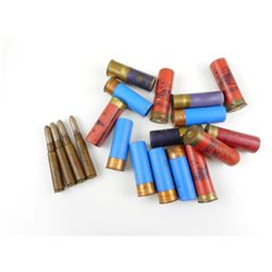 ASSORTED AMMO LOT, 6.5 X 54R AMMO, 12 GA. ASSORTED SHOTGUN SHELLS