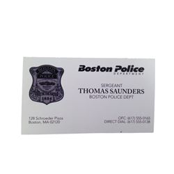 Patriots Day Tommy Saunders (Mark Wahlberg) Business Card Movie Props