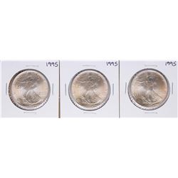 Lot of (3) 1995 $1 American Silver Eagle Coins