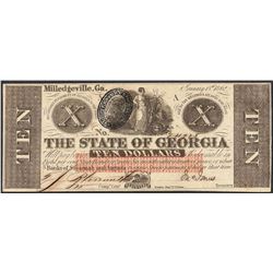 1862 $10 The State of Georgia Obsolete Note