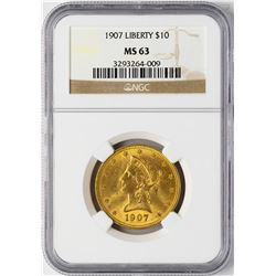 1907 $10 Liberty Head Eagle Gold Coin NGC MS63