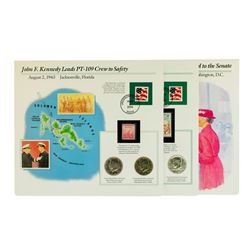 Group of (3) Kennedy Half Dollar Coin & Stamp Commemorative Sets