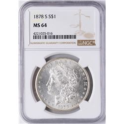 1878-S $1 Morgan Silver Dollar Coin NGC MS64