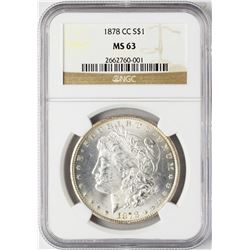 1878-CC $1 Morgan Silver Dollar Coin NGC MS63
