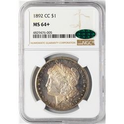 1892-CC $1 Morgan Silver Dollar Coin NGC MS64+ CAC