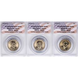 Lot of (3) 2008 Presidential Oath Dollar Coins ANACS MS65