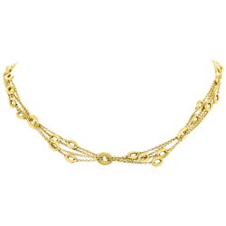 18KT Yellow Gold Satin Finish Oval Link Necklace