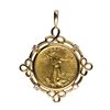 Image 1 : 1992 $5 American Gold Eagle Coin in Pendant with Diamonds