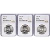 Image 1 : Lot of (3) 1960 Franklin Half Dollar Coins NGC MS64