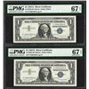 Image 1 : Lot of (2) Consecutive 1957A $1 Silver Certificate Notes PMG Superb Gem Unc. 67E