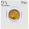 Image 1 : 1910 $2 1/2 Indian Head Quarter Eagle Gold Coin